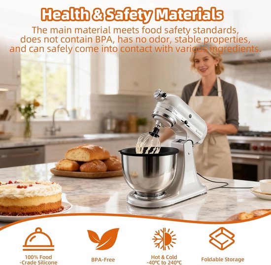 Siliconen Inzetstukken - Siliconen Mengkom Liner - Mengkom Vervanging - Mixeraccessoires - Mengkom Geschikt Voor 5 Quart Tilt-head Stand Mixers van Merkloos — afbeelding 5