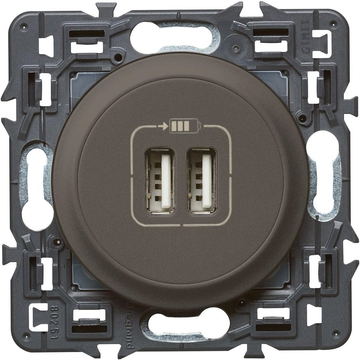 Dubbel stopcontact met USB - Grafietgrijs