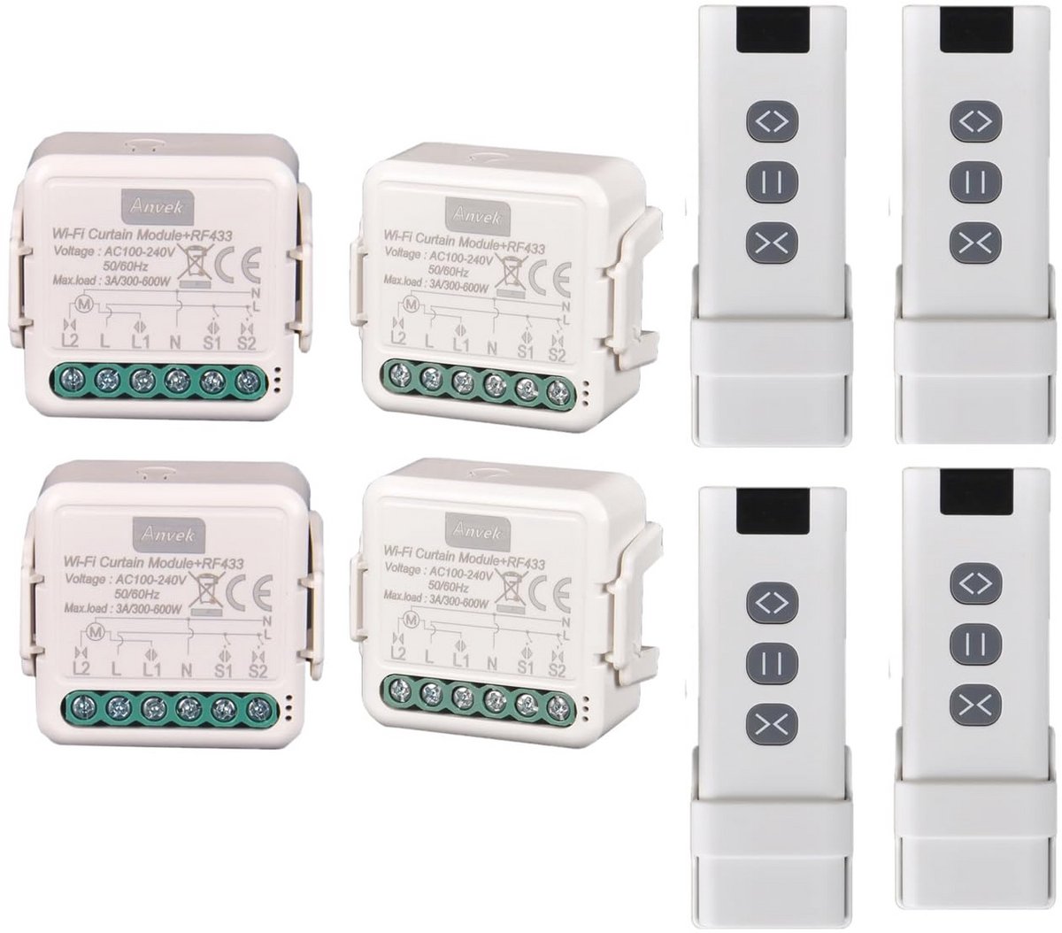 Draadloze rolluikschakelaar met afstandsbediening - Elektrische module voor rolluiken - 3A