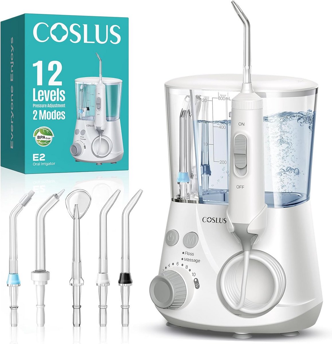 Professionele waterflosser: Met 2 modi en 12 drukinstellingen voor optimale mondverzorging