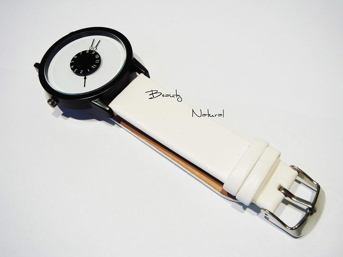 Wit Futuristisch Designer Polshorloge met Kunstleren Band voor Dames en Meisjes