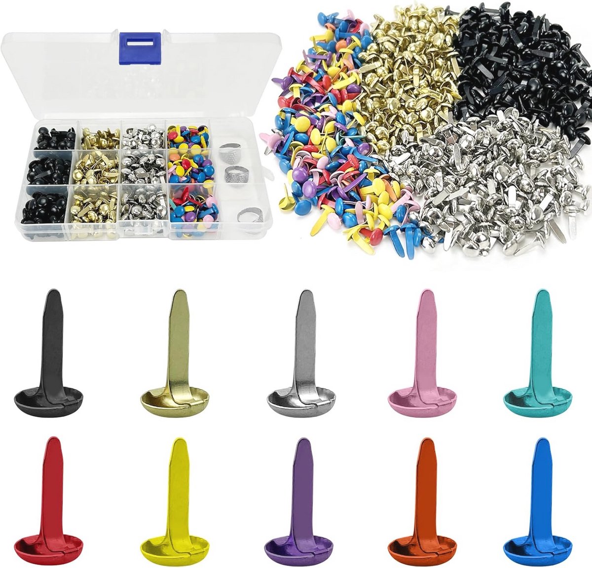 600 Stuks Papieren Bevestigingsmiddelen - Gespleten Pinnen voor Scrapbooking en Doe-Het-Zelf Projecten - Mini-Brads en Fasteners van Metaal, Meerkleurig