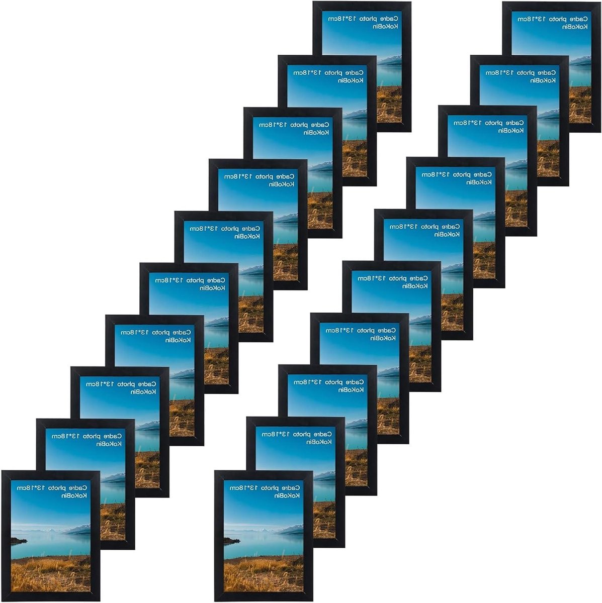Allecta - Fotolijsten set van 20 stuks voor wand- en tafelschilderijen - MDF en plexiglas - zwart - 13 x 18 cm - geschikt voor posters en kunst.