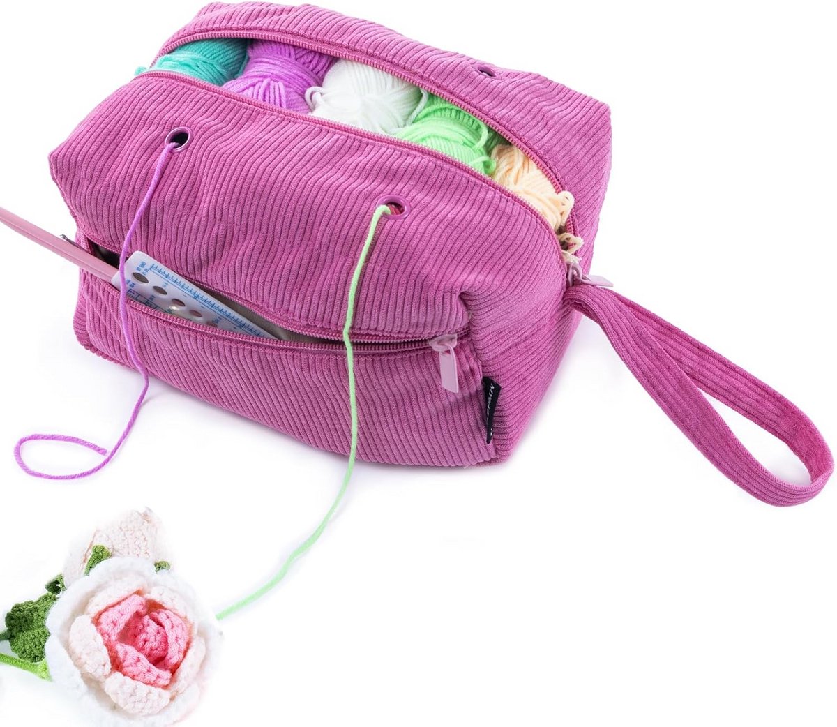 Corduroy Garentas met Vakken voor Haaknaalden en Brei-accessoires