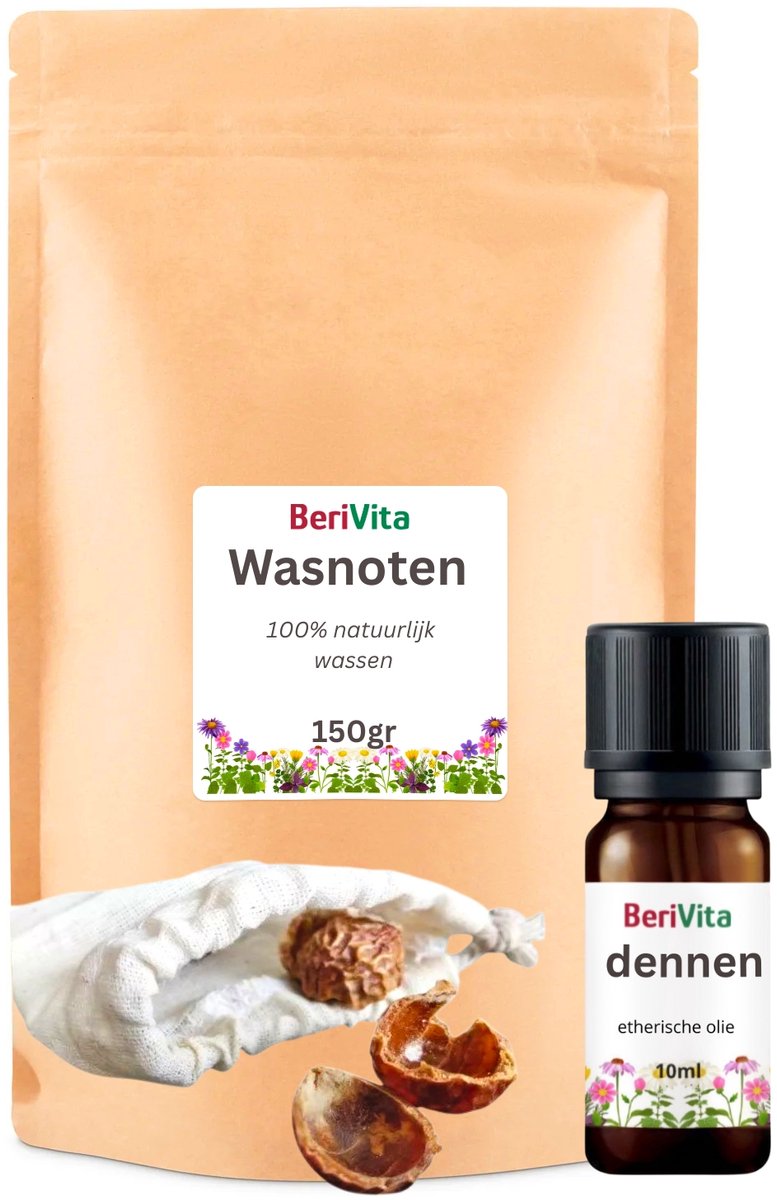 Wasnoten 150gr met 10ml Dennen Geurolie en Waszakje - 100% Natuurlijk Wassen