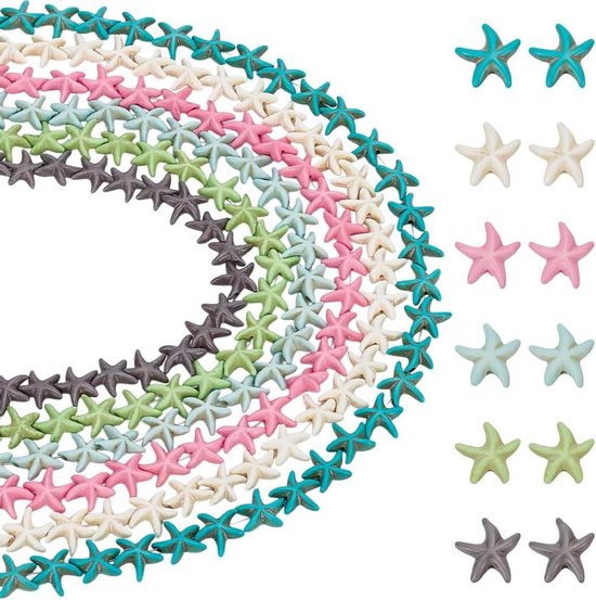 SUNNYCLUE 1 Doos 100Pcs Zeeschildpad Kralen Roze Synthetische Turquoise Steen Schildpadden Charm Bead Zomer Zee Dier Oceaan Schildpad Kralen Bulk Losse Spacer Kralen voor Sieraden Maken Kralen Kits