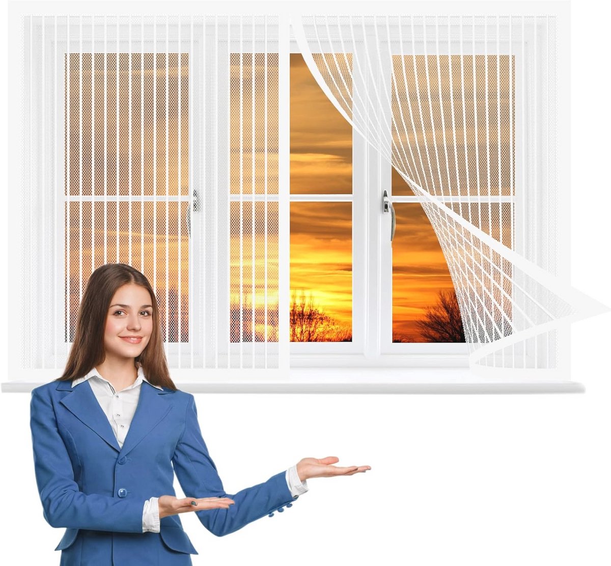 Vliegraamscherm 190 x 185 cm - Bescherming tegen Insecten voor Raam en Balkon