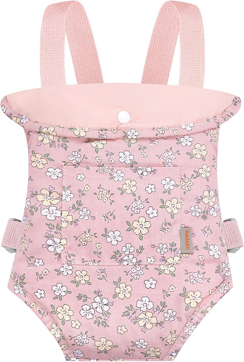 GAGAKU Poppendrager Peuter Poppen Speelgoed Drager Baby Poppen Buikdrager Poppendrager 3+ Kinderen Draagstoel Accessoires - Roze Peerbloesem