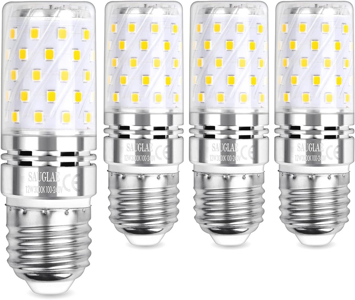LED Lamp E27 12W Warm Wit - 100W Gloeilamp Equivalent, 4 Stuks