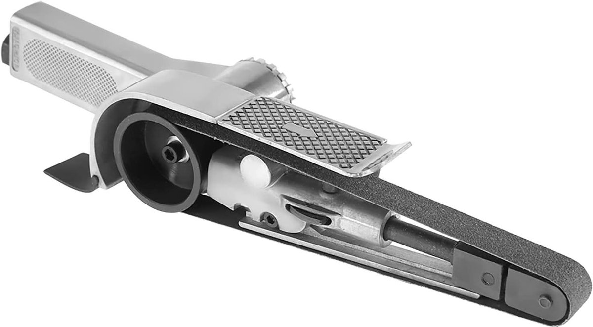 Allecta - Industrieel pneumatisch polijstgereedschap met bandschuurmachine, inlaataansluiting en inbussleutel - 16.000 omw/min - 520 mm - Voor metaalbewerking.