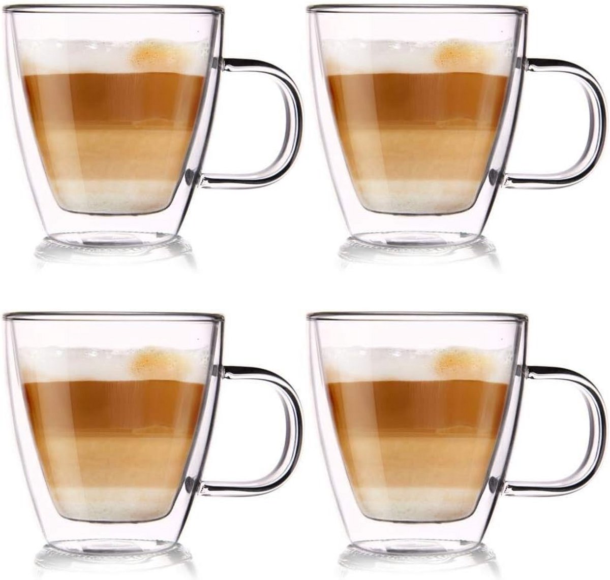 Set van 4 Dubbelwandige Thermoglazen 180 ml voor Koffie, Latte en Cappuccino