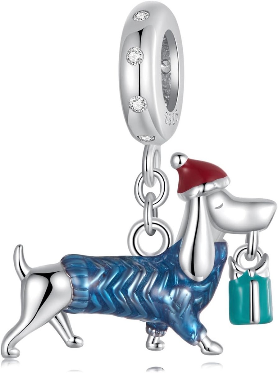 Sterling Zilveren Teckel Hondenbedel voor Pandora Armband en Ketting