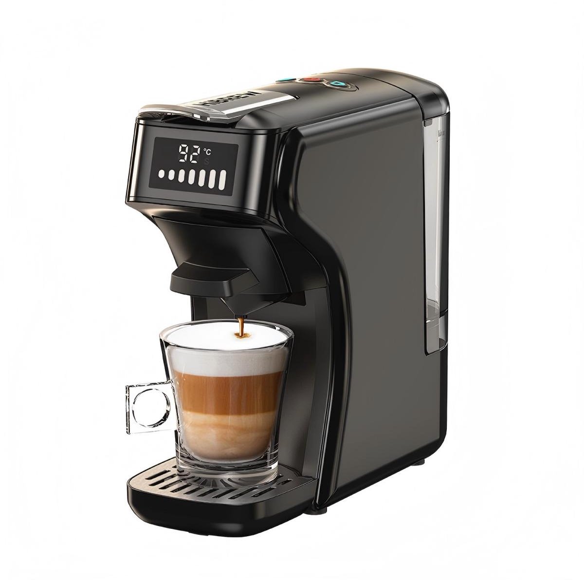 HiBREW H1B 6-in-1 Pods Koffiezetapparaat- Waterreservoir van 600 ml - Extractie met een druk van 20 Bar - Koude/Warme modus - LED-indicator - Zwart