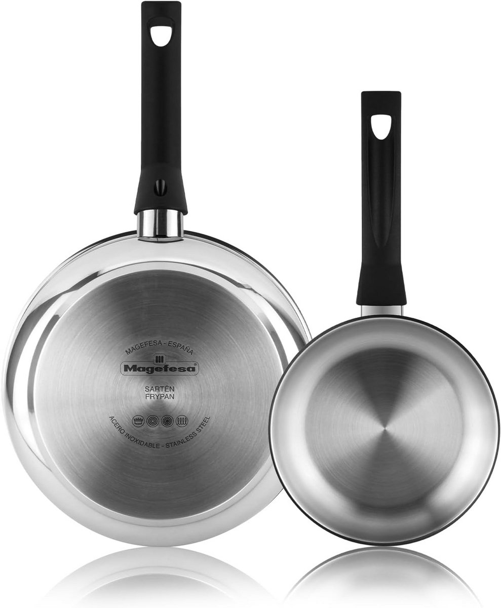 Set van 2 Roestvrijstalen Koekenpannen (24 & 28 cm) - Geschikt voor Inductie