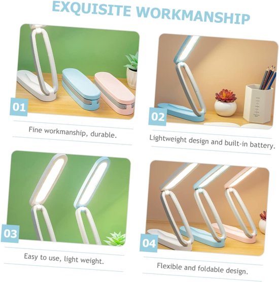 LED-nachtlampje voor kamers - Opvouwbaar ontwerp - Oplaadbaar - 3 helderheidsniveaus - Geschikt voor jongens en meisjes - Bescherming tegen blauw licht en flikkervrij - Ideaal voor bureaus of nachtkastjes - Touchbediening — afbeelding 5