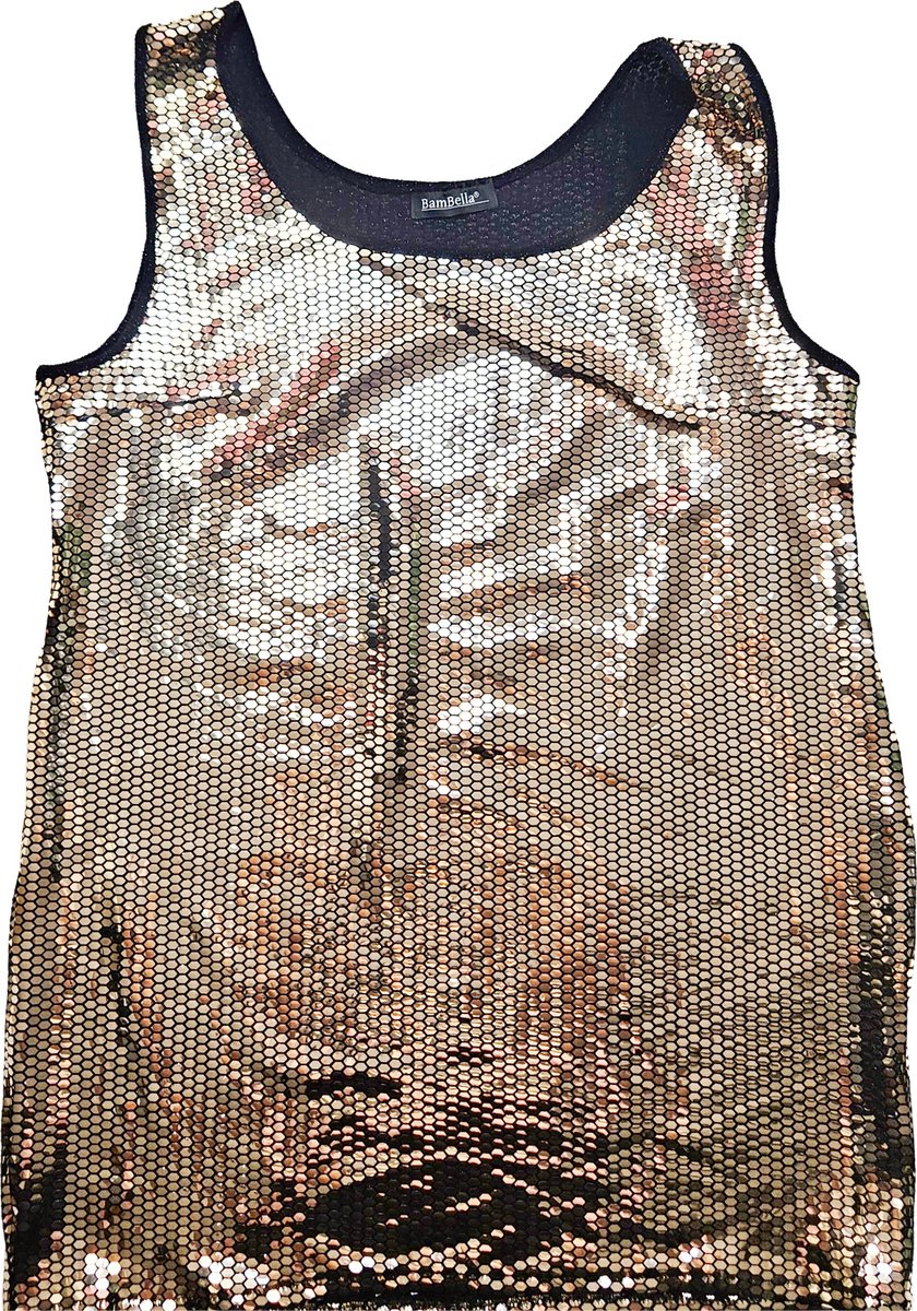 Jurk - Maat XL/XXL - Feest glitter kort jurkje mini tuniek Zwart