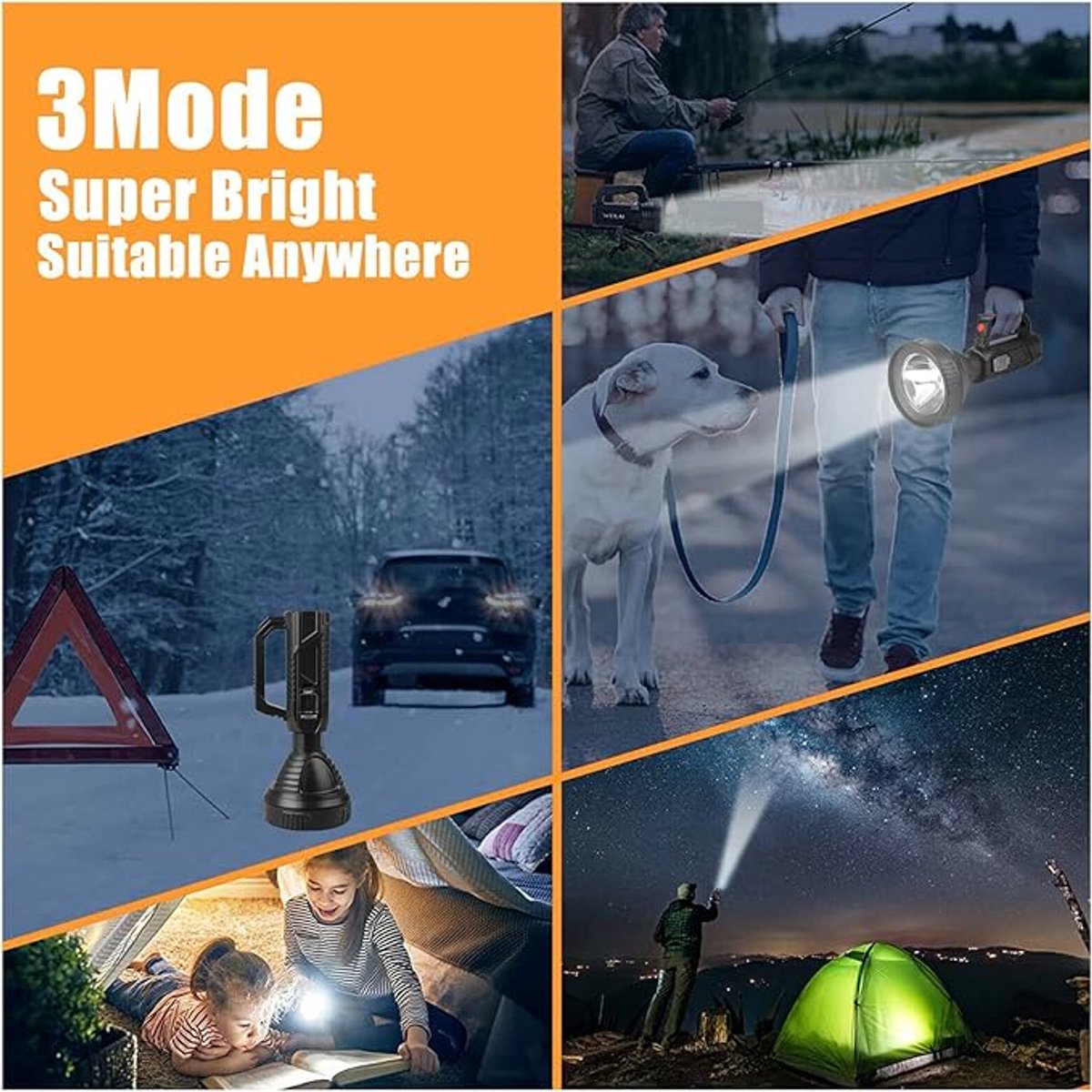 Superheldere LED-zaklamp - Oplaadbare zaklamp op zonne-energie - Zaklamp met hoge capaciteit van 2000 mAh - Met zijlicht - Powerbank - Noodverlichting - Multifunctionele zoeklamp - Geschikt voor buitenwerk, kamperen en avontuur — cadeau in Sport & Outdoor - foto 4