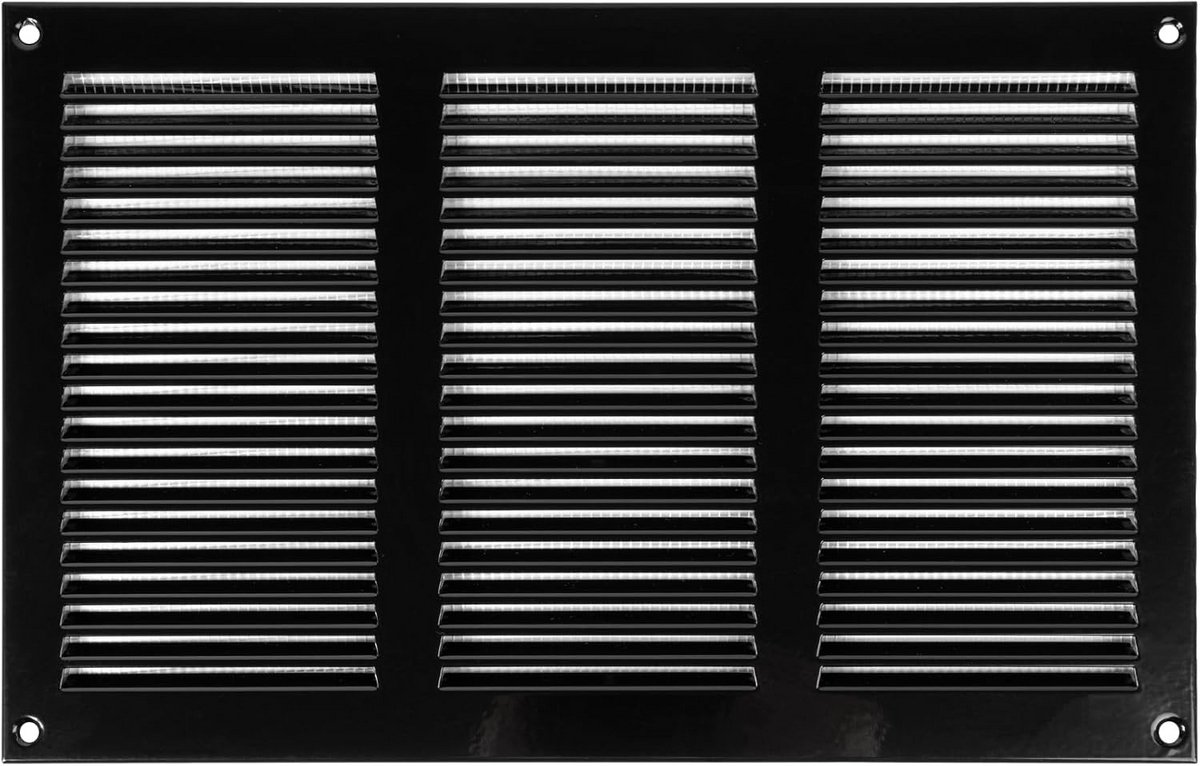 Luchtventildeksel 300 x 200 mm - Zwart Metalen Grill met Ongediertebescherming voor HVAC