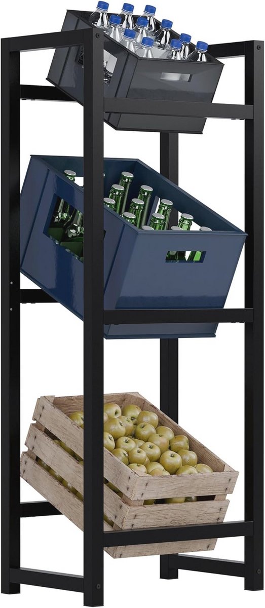 Stack Krattenrek - Zwart - 116x47x31 cm - Modern en Praktisch voor Drankflessen