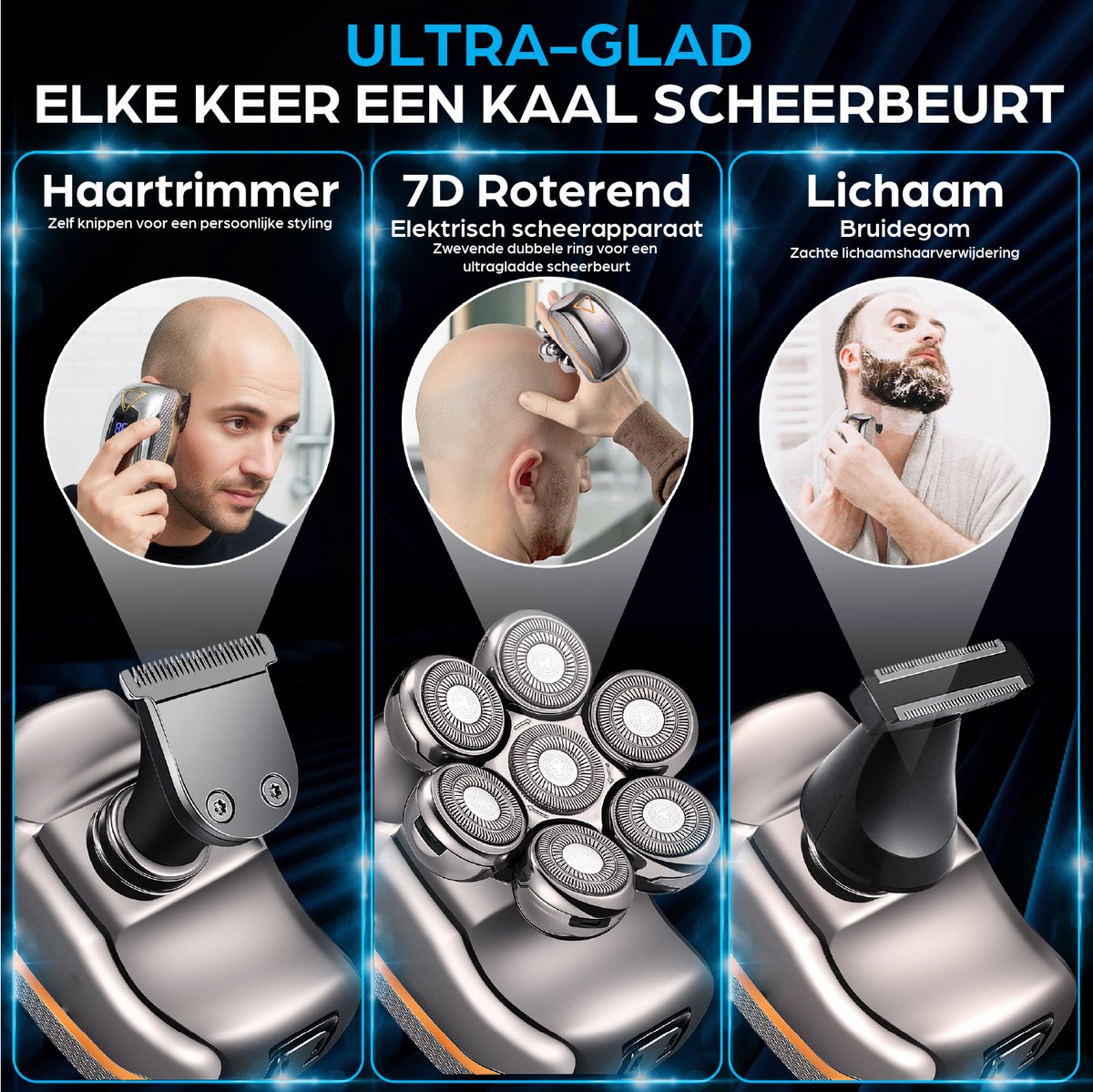 Scheerapparaat Mannen 7-in-1 - Pro Skull Shaver - Hoofd - afbeelding 2