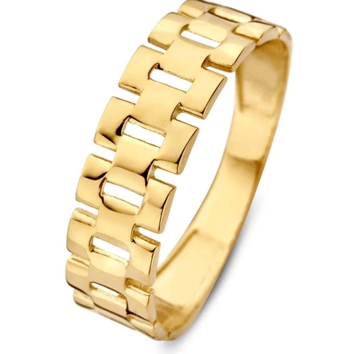 14 karaats gouden ring met schakel motief