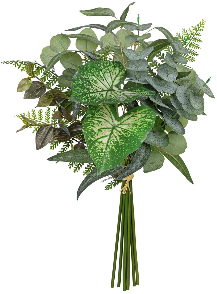 Unyqoos Decoratieve kunsttakken met eucalyptus en anthurium voor elk interieur Donkergroene Anthurium