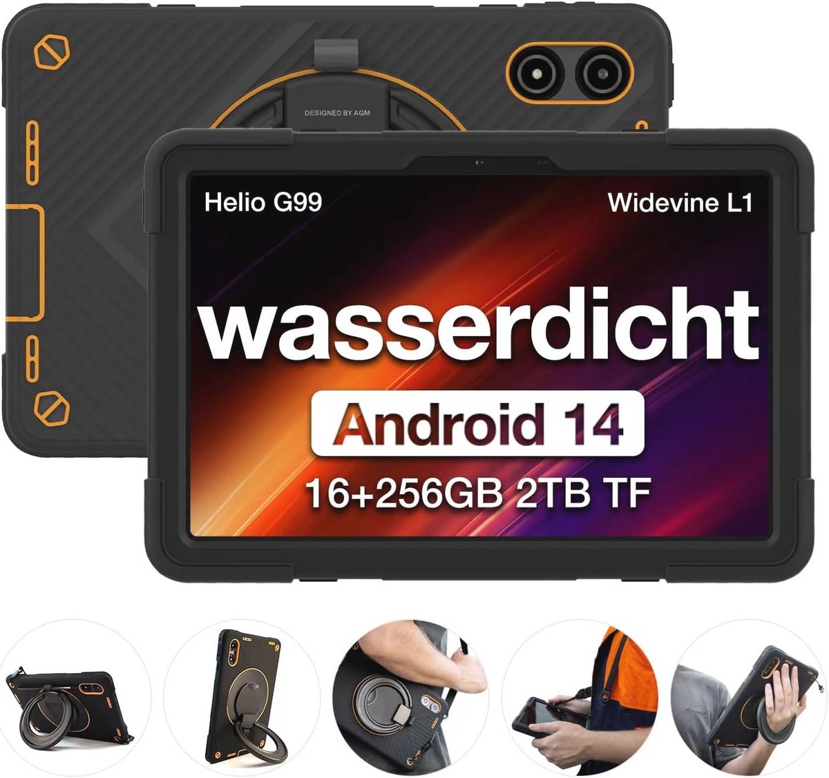 Actieve Outdoor Tablet met Android 14, 11 Inch FHD Display, Dual SIM, 256 GB, Water- en Schokbestendig
