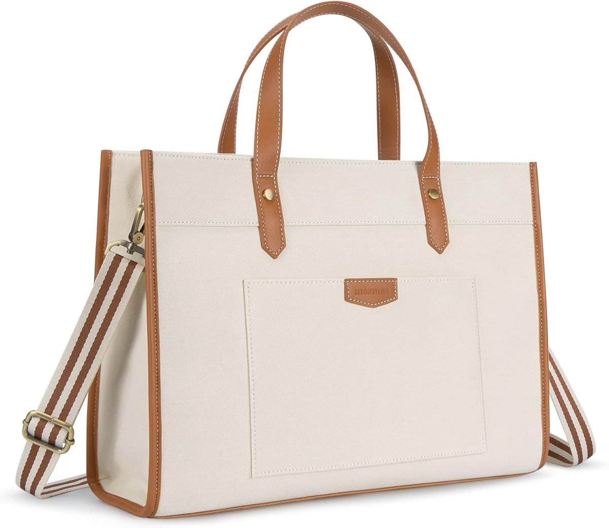 Laptoptas Dames 15,6 Inch - Canvas Schoudertas, Grote Tote Bag voor Werk, School en Reizen
