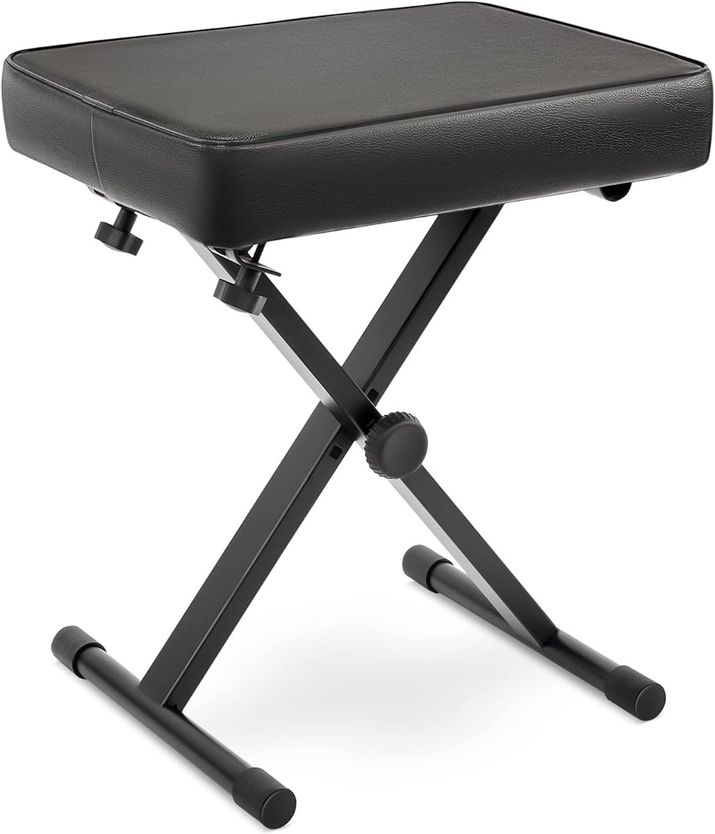 IMPERATORIS® Keyboard Bank in Hoogte Verstelbaar – Inklapbare Pian okruk / Keyboard Kruk – Gewatteerd en Onderhoudsvriendelijk – Keyboard Bench / Piano Stool – zwart