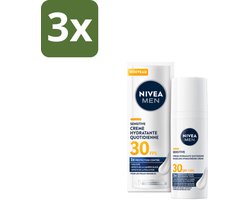 3 x NIVEA MEN – Gezichtscrème – Sensitive, Gevoelige huid, SPF30 – 50 ml - Koffie -…