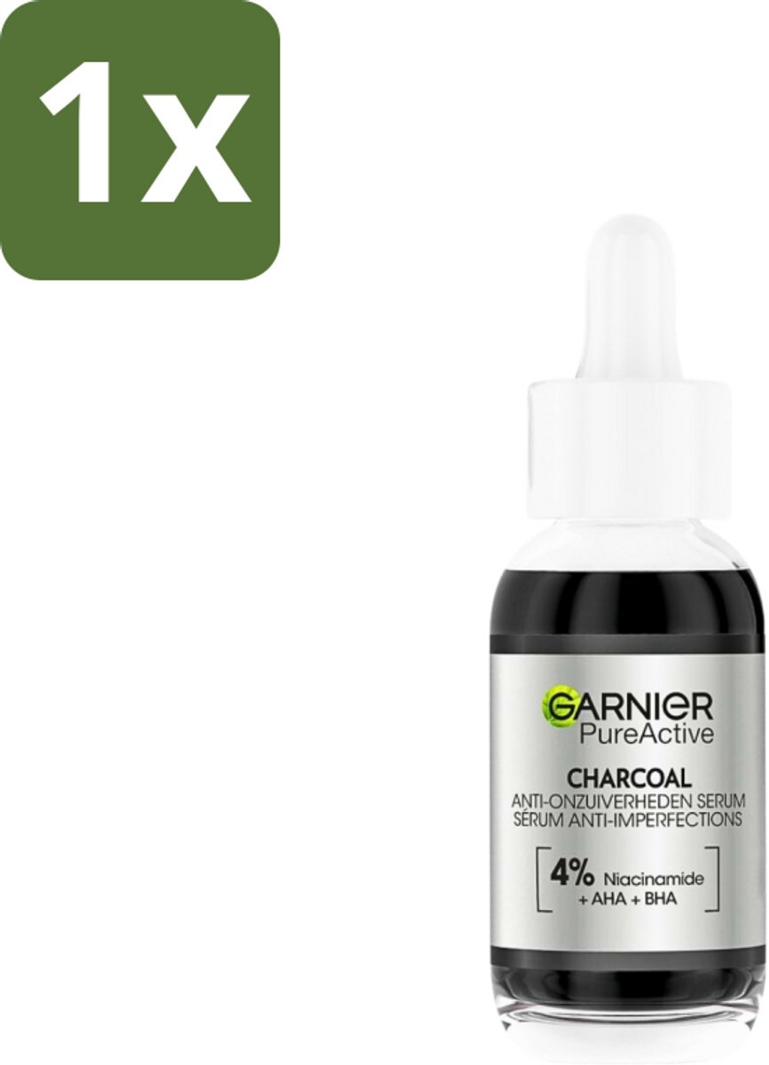 Garnier - PureActive - Serum - AHA + BHA & Charcoal - Tegen Onzuiverheden - 30 ml - 1 stuk