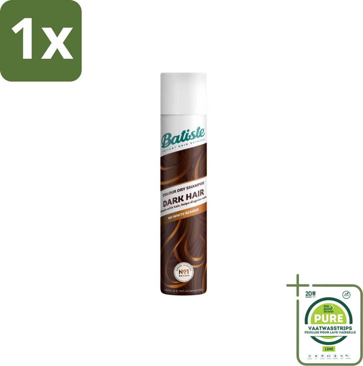 1 x Batiste - Dark & Deep Brown - Droogshampoo - Speciaal Voor Donkerbruin Haar - Verfrist en Geeft Volume - 200ml - Droogshampoo - Donkerbruin Haar - Haarverfrissers - Haarvolume - Haartextuur