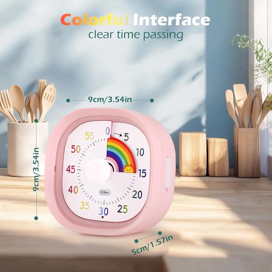 Minuterie Visuelle Arc-en-ciel Pour Enfants - Timer Compte à Rebours 60 Min Pour Classe, Maison