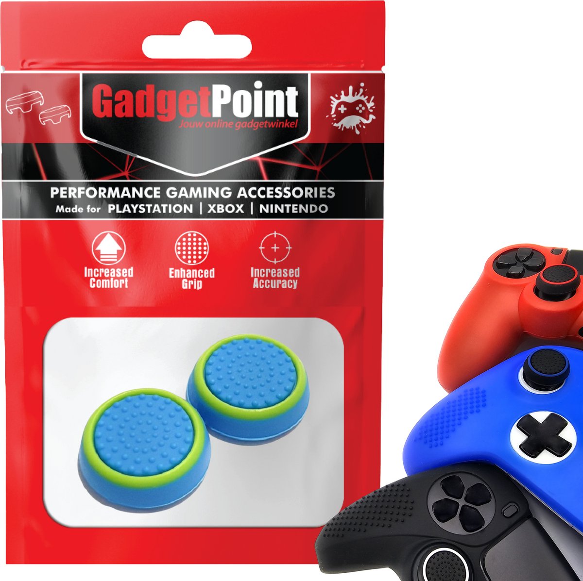 Bol.com Gadgetpoint - Thumb Grips voor PlayStation, PS5, Xbox X/S, One & Switch Pro Controller - Gaming Thumbgrips - Performance... aanbieding