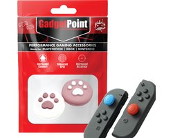 Gadgetpoint – Thumb Grips voor Nintendo Switch Joy-Con Controllers – Gaming Thumbgrips – Performance Anti-Slip Thumbsticks – Bescherming Accessoires – Pootjes – Wit & Roze