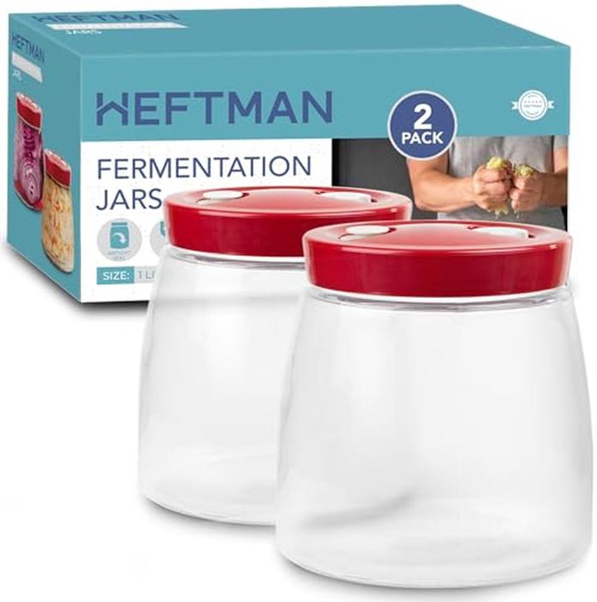 Fermentatiepot met 1-weg luchtontluchtingsopening - 1 liter, 2 stuks