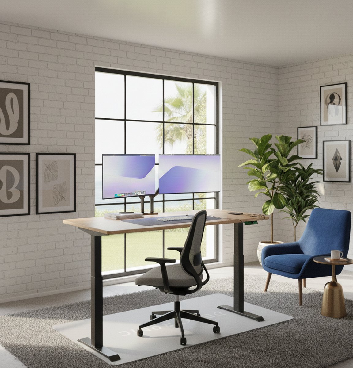 Elektrisch Bureau 160x80 – Zit Sta Bureau met Touchscreen Bediening, 3 Memory Heights, Dubbele Motor, USB & USB-C Oplaadpoorten, Super Stabiel & Stil, Laminaat Blad 25mm – Home Office & Gaming – House&Garden