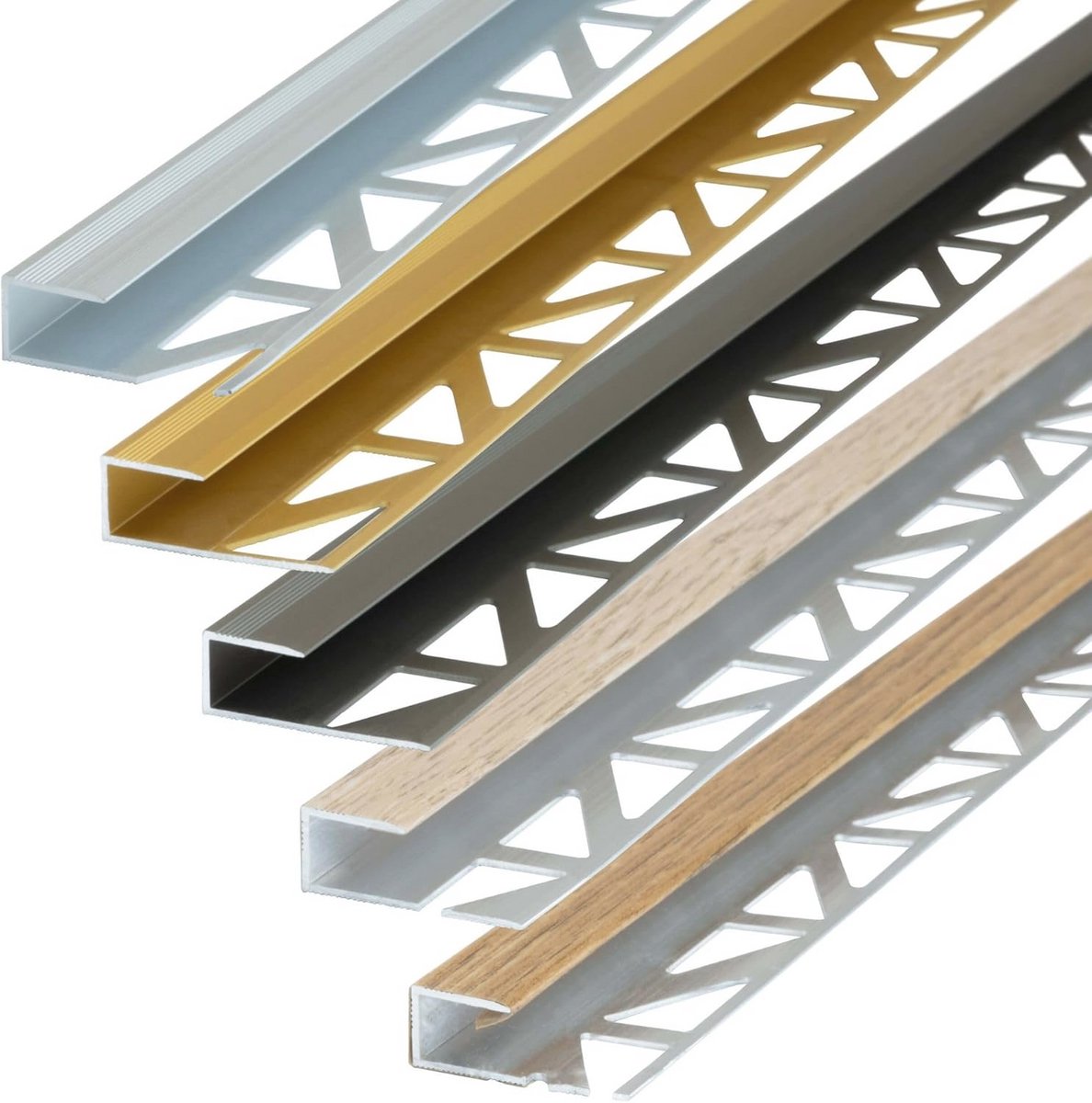 Overgangsprofiel voor vloeren 100 cm voor 8 mm dikte, voor betegeling, van aluminium, eiken