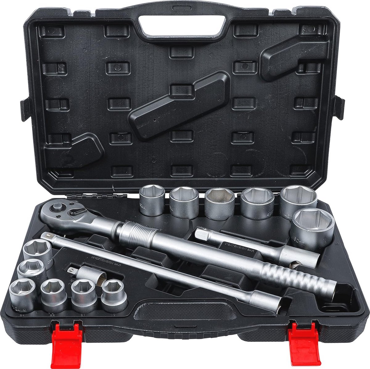 Dopsleutelset met Omschakelratel en Uittrekbare Schacht - 20 mm (3/4 inch) - 16-delig