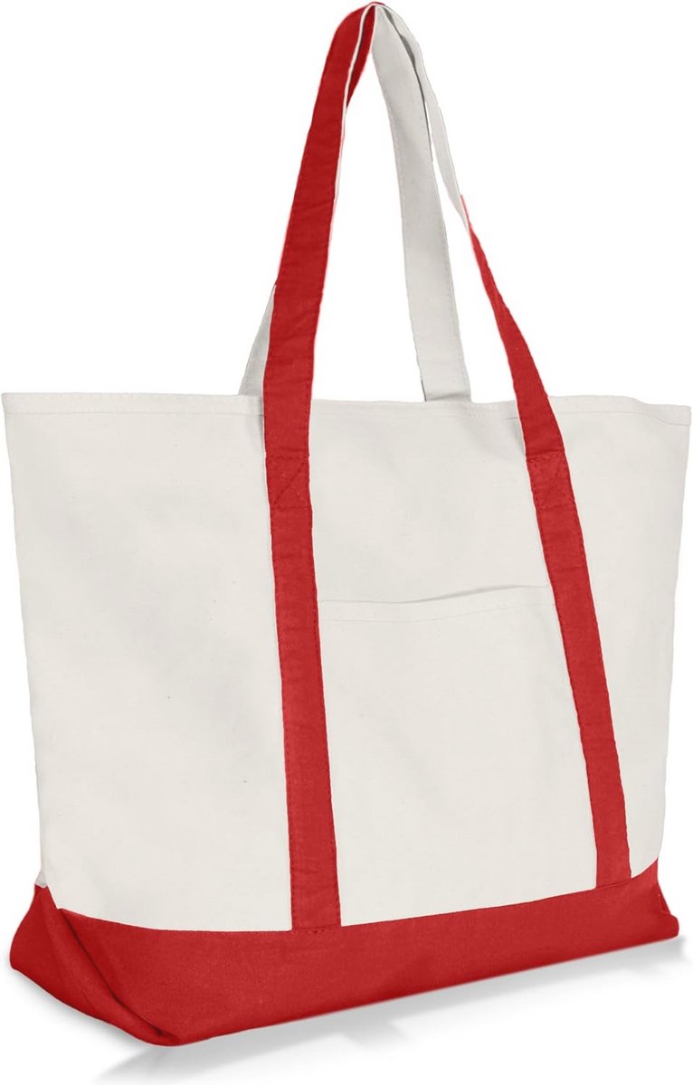 Zware Katoenen Canvas Tote Bag met Ritssluiting - 22 Inch