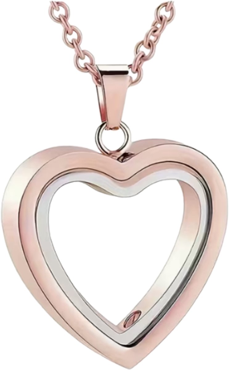 Ashanger Glazen Hart Rosé - Ashanger Hart Glas - Mini urn - Ashanger met ketting en vulset