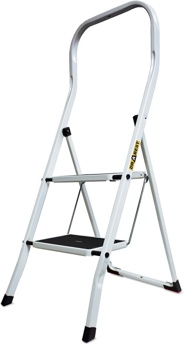 Ladder met 2 Treden - Opvouwbare Stalen Keukenladder, Antislip, Tot 150 kg