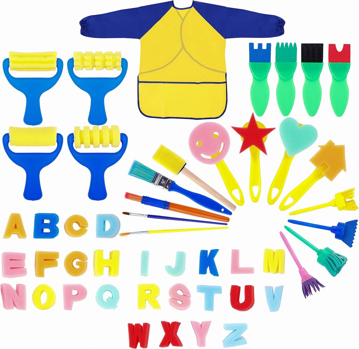 Spons Verfborstels Set voor Kinderen - 48 Stuks Kunst Gereedschap voor Peuters 3-6 Jaar
