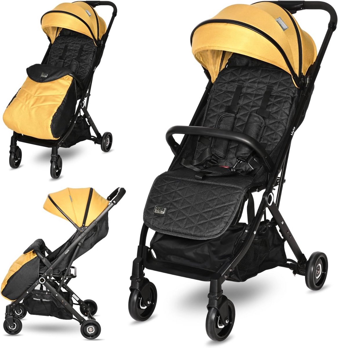 Compacte Inklapbare Kinderwagen - Lichtgewicht Buggy tot 15 kg, Perfect voor Vliegreizen, Geel