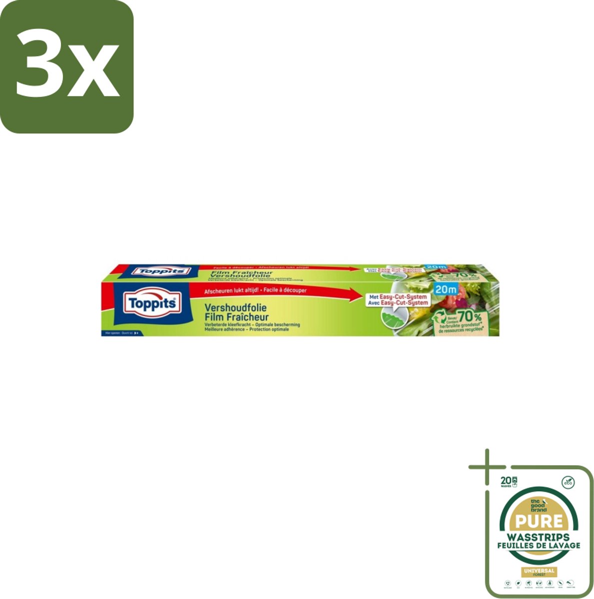 3 x Toppits – Vershoudfolie – 32,5 cm × 20 m - Grootverpakking - Koffiezetapparaat