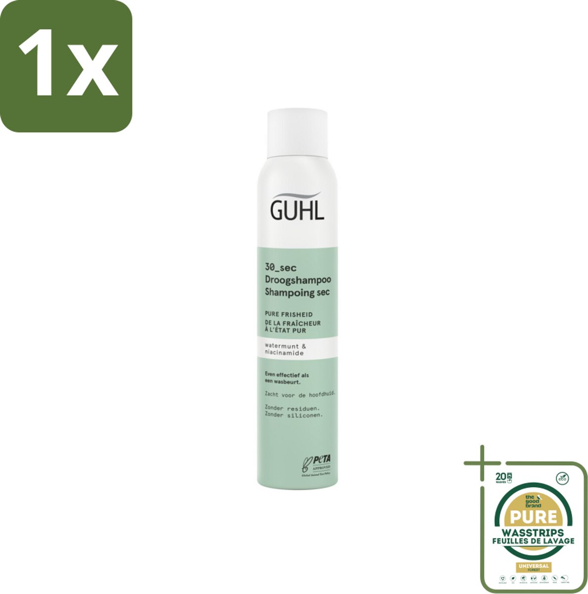 1 x Guhl – Droogshampoo – Pure Frisheid 30 sec – 200 ml- Droogshampoo - Fris Haar - Watermunt - Niacinamide - 30 Seconden