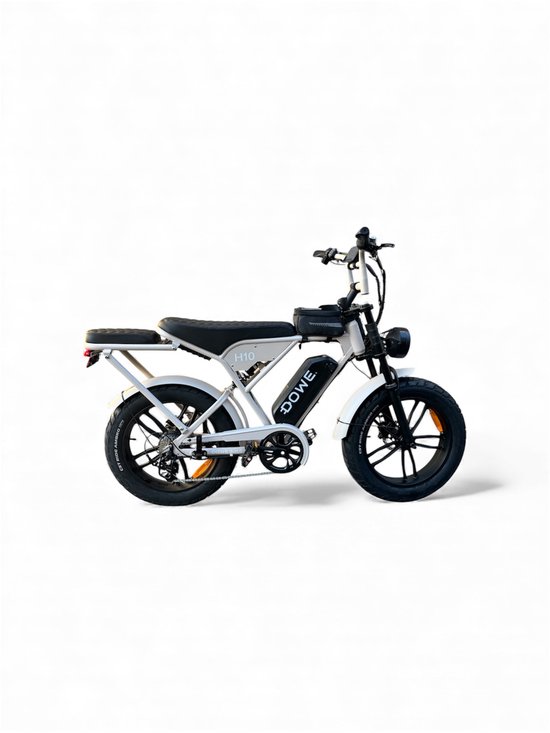 Elektrische fatbike Dowe H10 beige 250W 25 km/u 17,5Ah accu NFC 20 inch brede banden hydraulische schijfremmen