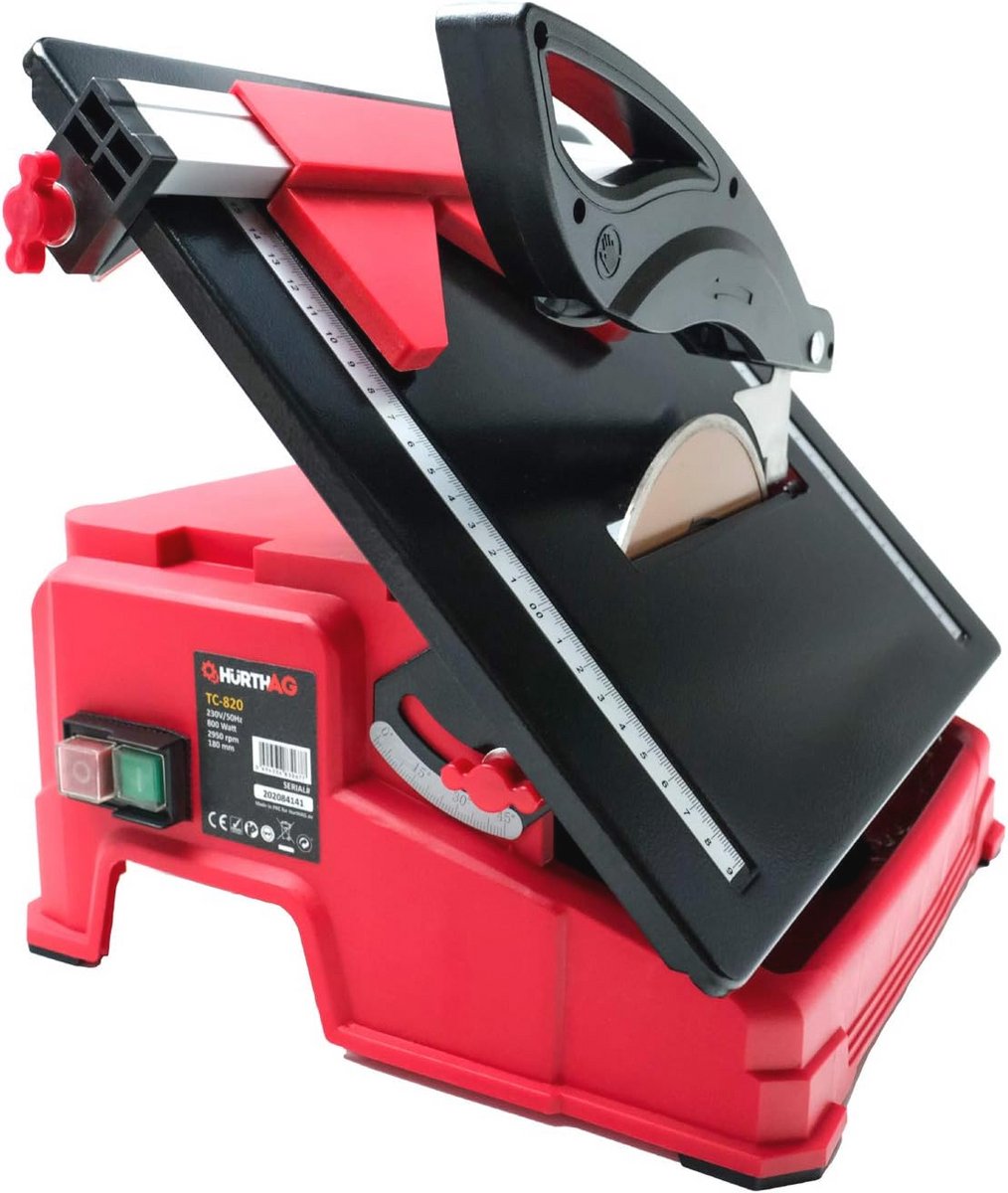 Tegelsnijmachine 800W - 2950 tpm met antislip kanteltafel - Inclusief diamantschijf Ø 180 mm