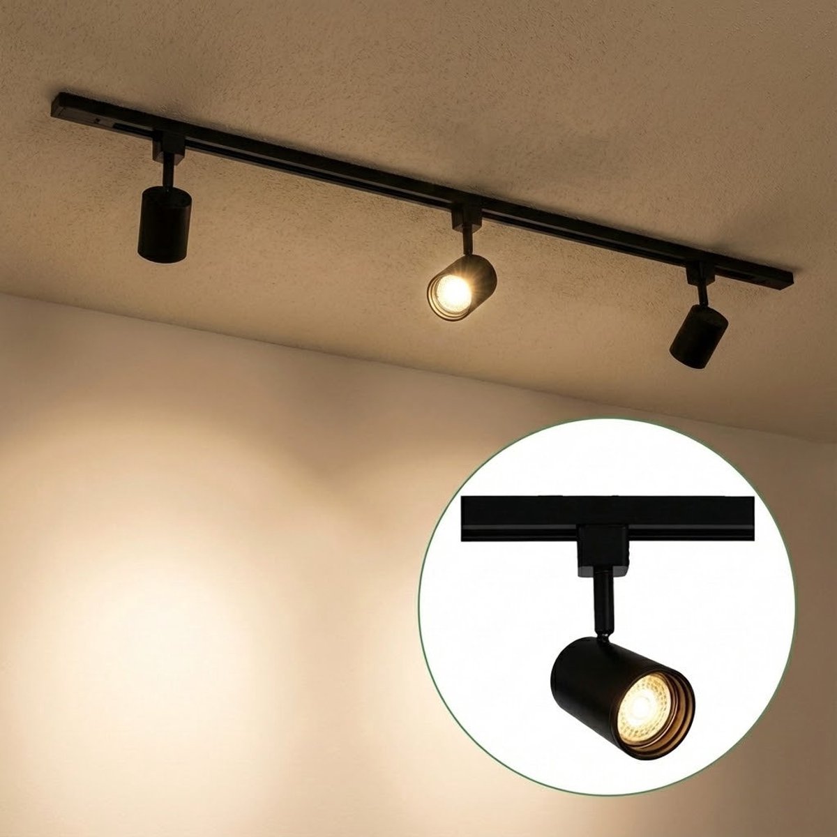 LED 1-fase Rails | Zwart | 1 Meter | Dimbaar | Incl. 3x railspots
