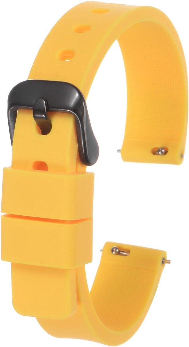 Allecta - Ruberen horlogebandje 14 mm breed met snelsluiting - voor mannen en vrouwen met zwarte roestvrijstalen sluiting - geel